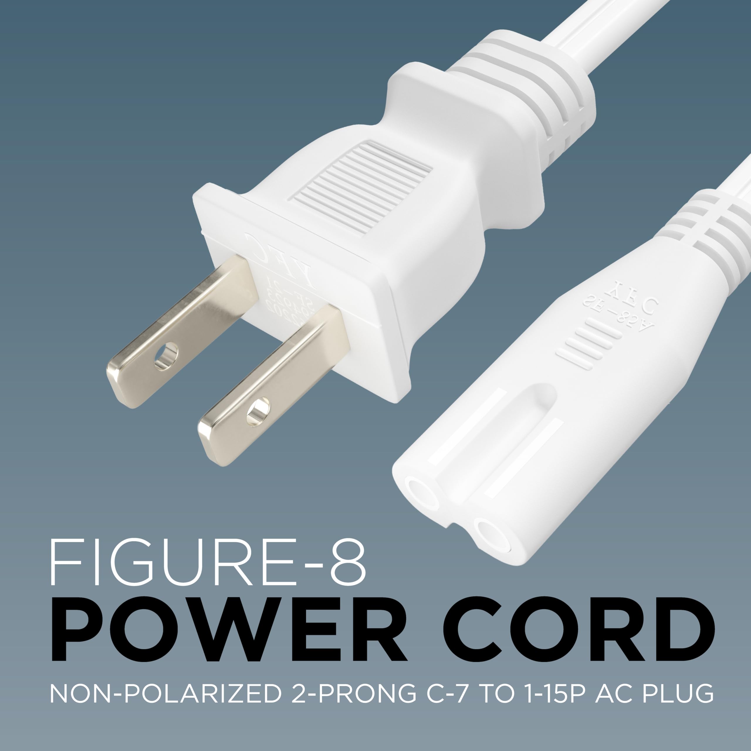 Amazon.com: THE CIMPLE CO White Figure-8 Power Cord 10 FT - Non